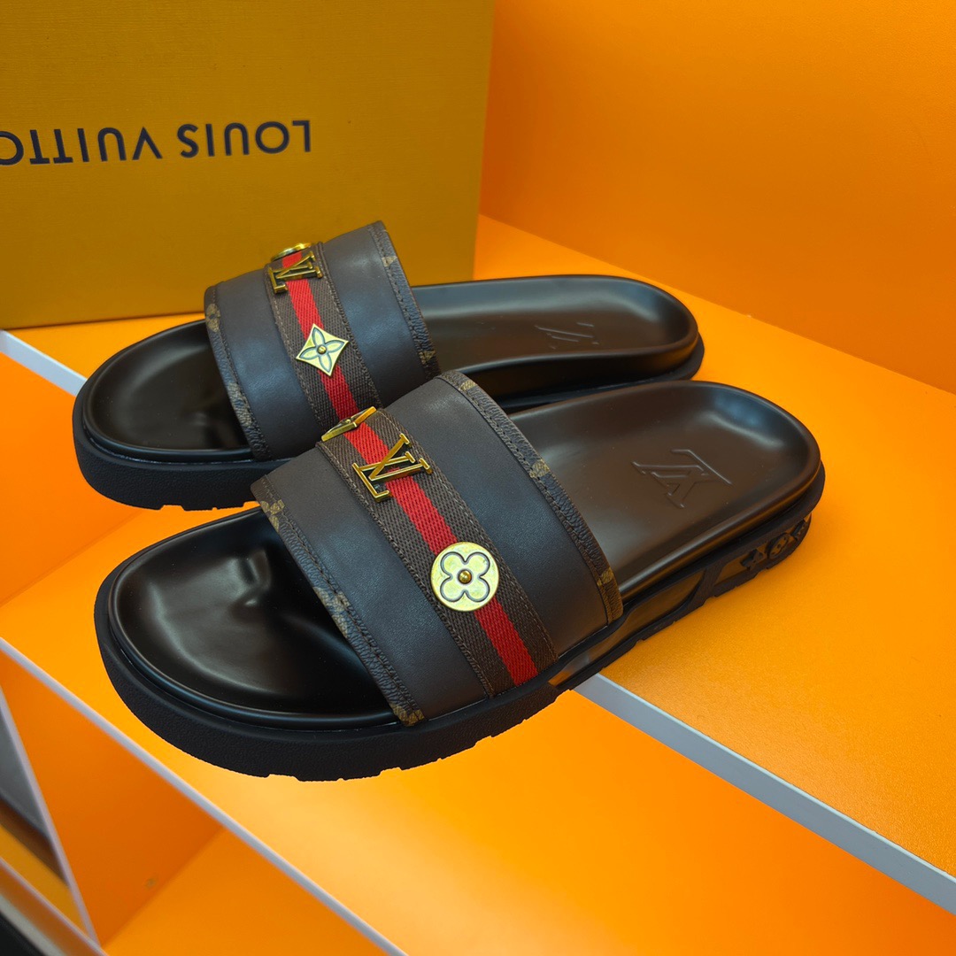 Men L*ouis V*uitton Top Slippers